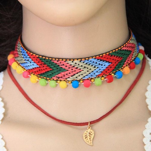 occidental style trend all-Purpose ethnic style geometry rope Double layer personality chain lady necklace