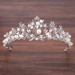 bride Pearl handmade crown  silver color branch crown head Headband  day crown