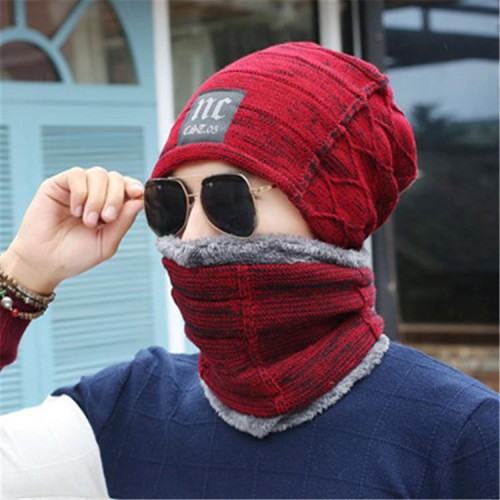 hat man autumn Winter knitting woolen two velvet thicken warm Outdoor woman