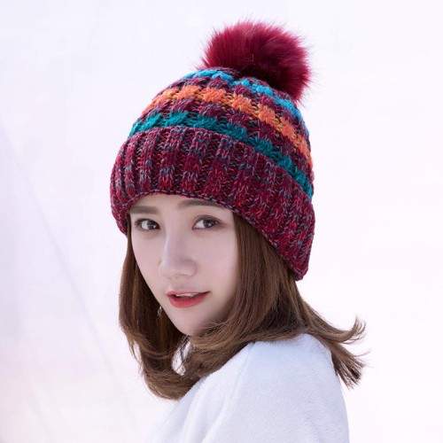 Autumn and Winter hat lady woolen velvet Outdoor warm knitting new style Korean style