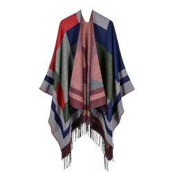 Jacquard geometry tassel mixed colors contrast color lady shawl travel air conditioning cloak wind