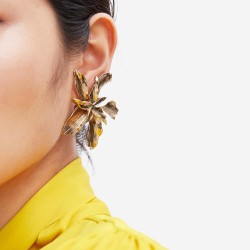  geometry flowers exaggerating Metal gold earrings woman occidental style long..