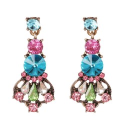  occidental style geometry color diamond personality ear stud Alloy earring