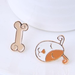 fine  Korean style fashion sweet  dog  head  asymmetry temperament personality ear stud