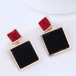 fine  Korean style fashion  Metal sweetOL personality geometry square ear stud