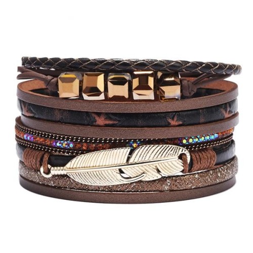  bracelet lady occidental style fashion Alloy feather multicolor