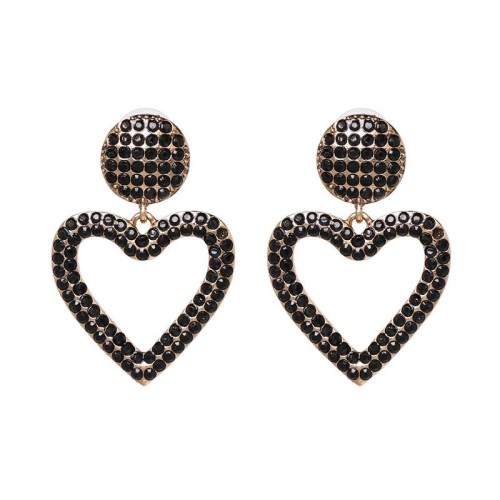  Alloy diamond heart-shaped ear stud woman style temperament occidental style personality