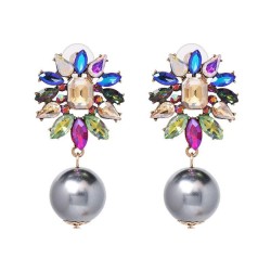  earrings occidental style wind high-end crystal color Pearl earring