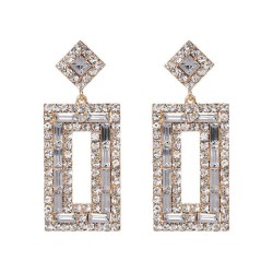 UR long square diamond earrings occidental style fashion high-end personality ..