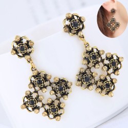 occidental style fashion Metal hollow flowers temperament exaggerating ear stu..