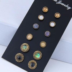 occidental style  Metal concise all-Purpose Bohemia gem set ear stud