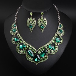 occidental style exaggerating luxurious gem clavicle necklace earrings set  ba..