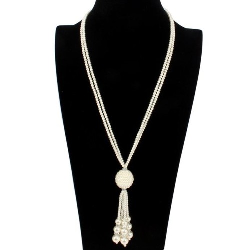 Korean style fashion Pearl tassel sweater chain  long style Autumn and Winter all-Purpose necklace  high-end temperame