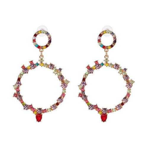 UR new fully-jewelled circle earrings occidental style wind lady ear stud