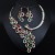   occidental style exaggerating crystal peacock necklace earrings set bride banquet woman fashion