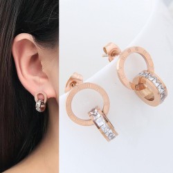 Korea earring  concise Double buckle temperament ear stud