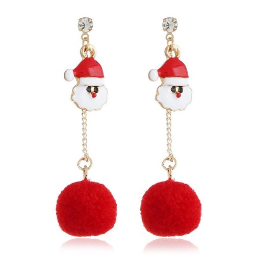 occidental style christmas series enamel color christmas Santa Claus long style tassel earrings