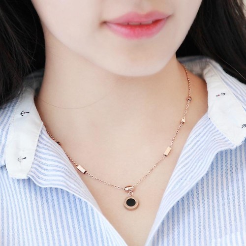 Korean style color retention Double surface Rome digit necklace clavicle chain woman  all-Purpose personality brief