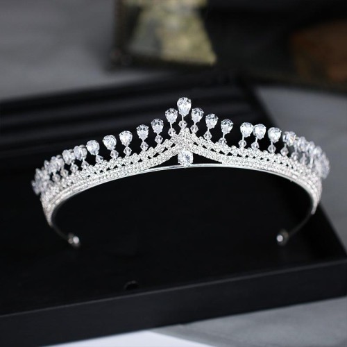 silver color zircon crown  bride head  day crown gift  bride Headband