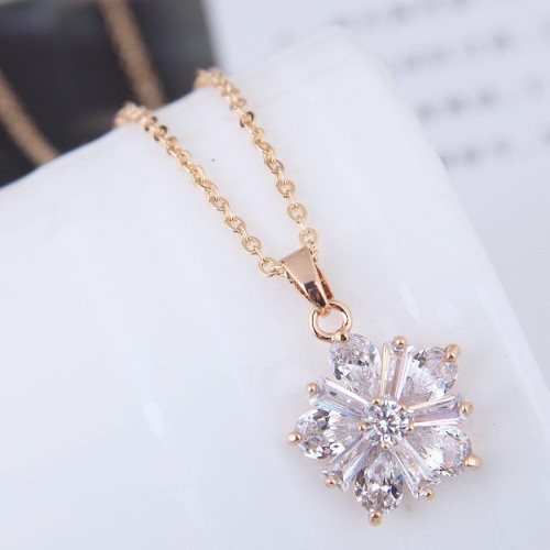 Korean style fashion bronze mosaic bright zircon personality necklace