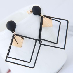 Korean style fashion  Metal concise geometry square personality ear stud