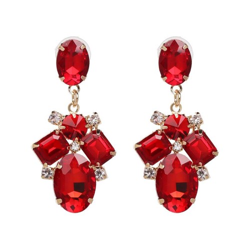 UR Alloy diamond earring high-end retro ear stud high quality glass diamond