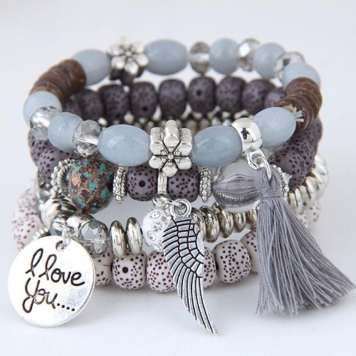 occidental style trend  concise all-Purpose watch-face love wings tassel personality beads temperament multilayer bra