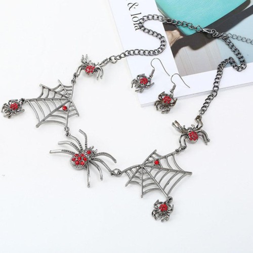 occidental style creative clavicle chain personality spider short style necklace spider earrings set