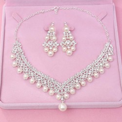 Korean style bride Pearl Rhinestone set  bride married head belt crown