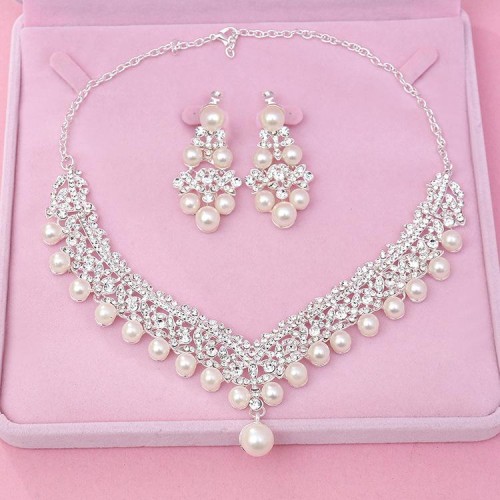 Korean style bride Pearl Rhinestone set  bride married head belt crown