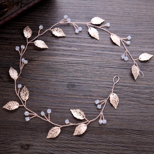 occidental style handmade bride head  belt  rose gold leaves head belt