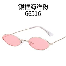 Fashion European and American metal small frame retro elliptical frame sunglas..