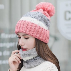 knitting woman Autumn and Winter Outdoor woolen velvet thick warm hat two