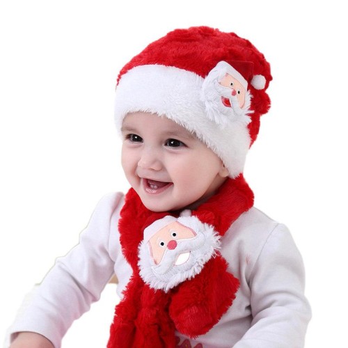 child christmas Winter lovely cartoon Santa Claus velvet warm hat two