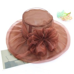 flowers nets yarn retro elegant Double layer sun hat foldable sunscreen big wo..