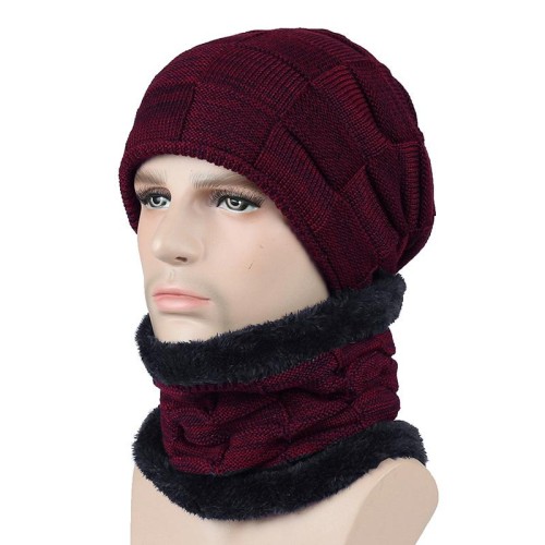 Autumn and Winter woolen man woman  grid velvet knitting hedging thick warm