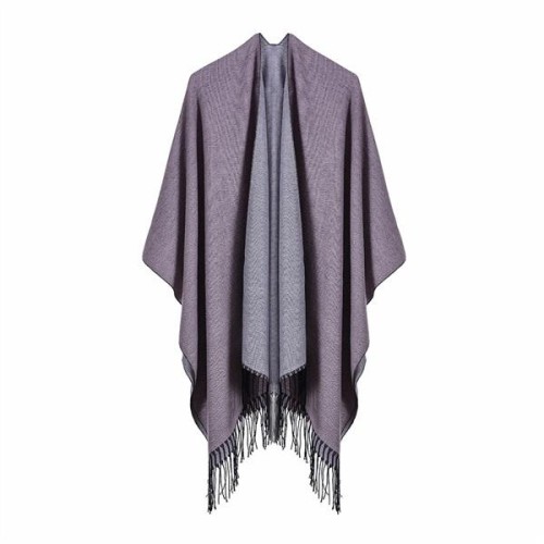 ( Pink)occidental style head lady big scarf autumn Winter all-Purpose warm two color tassel shawl