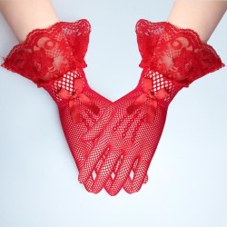 knitting glove Mittens lace nets yarn flower bride wedding sexy sexy sleeves m..