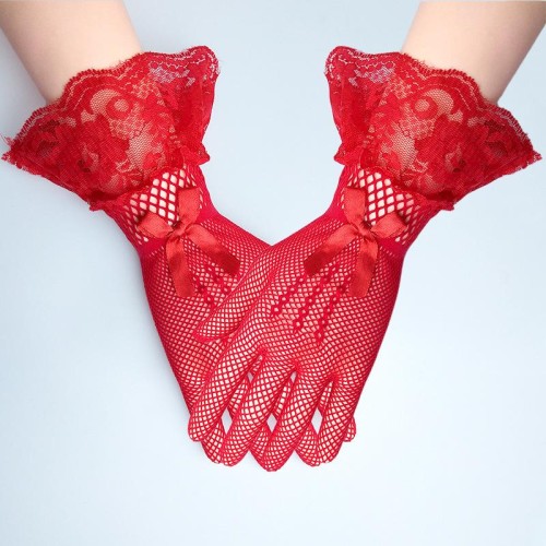 knitting glove Mittens lace nets yarn flower bride wedding sexy sexy sleeves multicolor