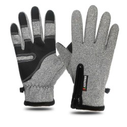Outdoor Waterproof glove touch screen Winter man woman wind warm velvet zipper..
