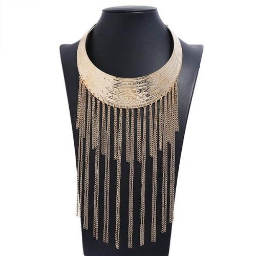 occidental style fashion punk Metal exaggerating pattern Collar  exaggerating tassel necklace