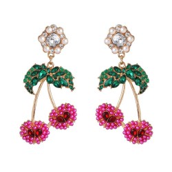 cherry earrings fine crystal ear stud woman occidental style earrings