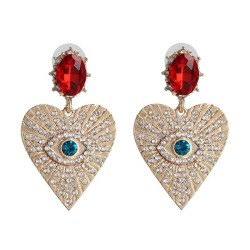 occidental style wind heart-shaped textured earrings high-end earring glass ey..