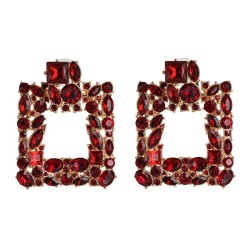 same style gem square earrings occidental style wind fashion color trend Earri..