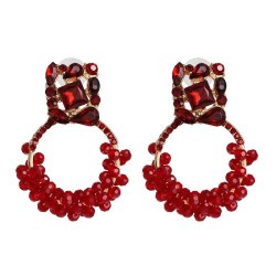 occidental style geometry gem earring beads handmade twining Round earrings pe..