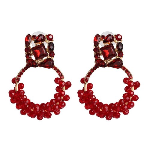 occidental style geometry gem earring beads handmade twining Round earrings personality