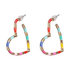 fashion heart-shaped color earrings occidental style wind fashion love ear stu..