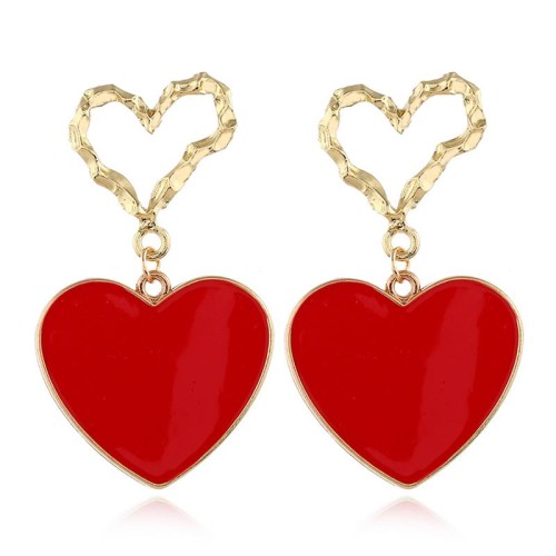 occidental style fashion Metal  concise Double love temperament exaggerating ear stud