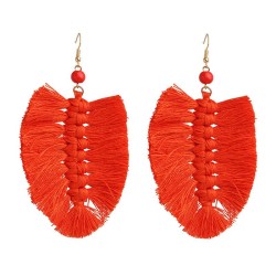 occidental style geometry pure handmade tassel earrings woman retro generous e..