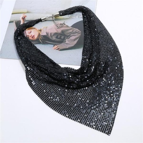 occidental style exaggerating necklace  mesh sequin scarves false collar chain woman  clavicle chain